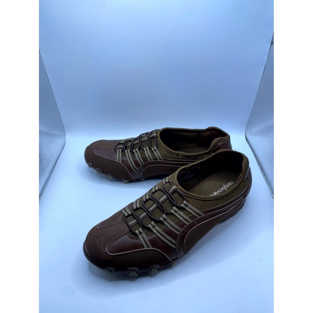Comfortview Tory 55374 Womens 9.5 M Sneaker Brown Leather Slip On Athletic Shoes